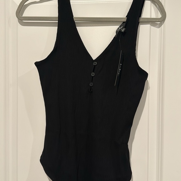 Lulu’s Black Ribbed Knit Sleeveless Bodysuit. Brand new with tags. - Picture 6 of 7